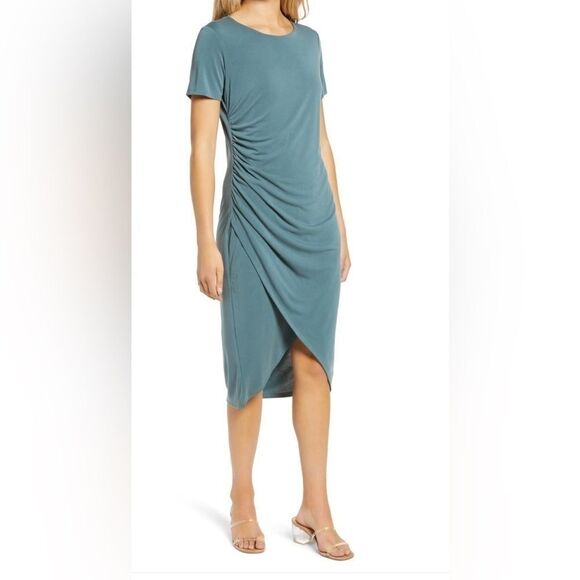 Women's Chelsea28 Side Ruched Jersey Dress Blue Sea  Size XS - Picture 1 of 9